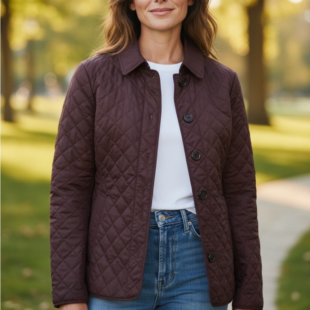 Burberry Burgundy Quilted Jacket